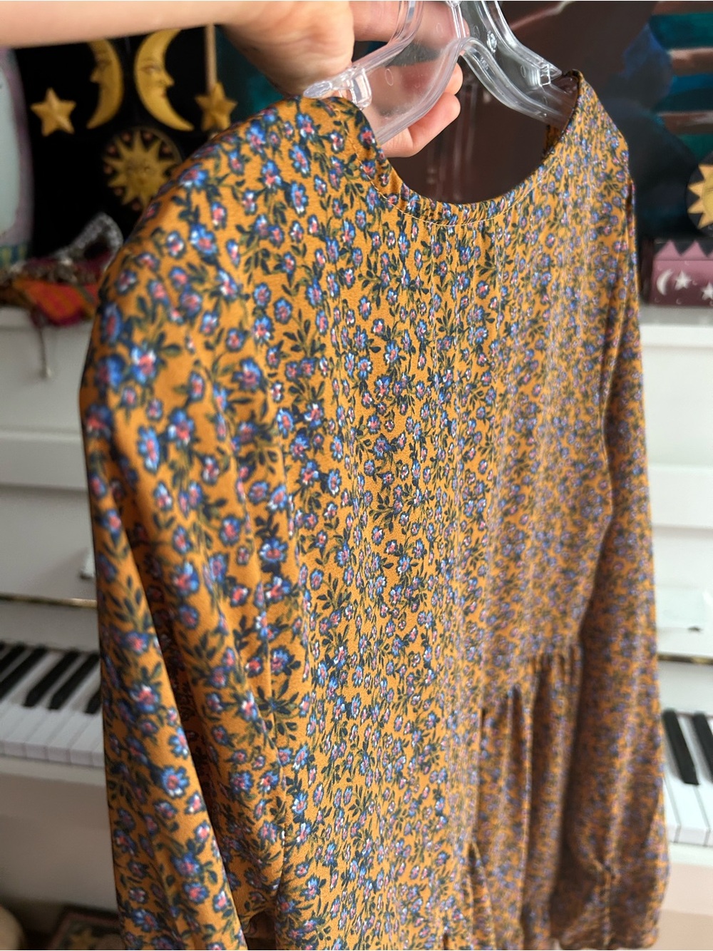Wild Fable Mustard Floral Tiered Midi Dress Women’s Medium Boho Cottagecore - Picture 16 of 16